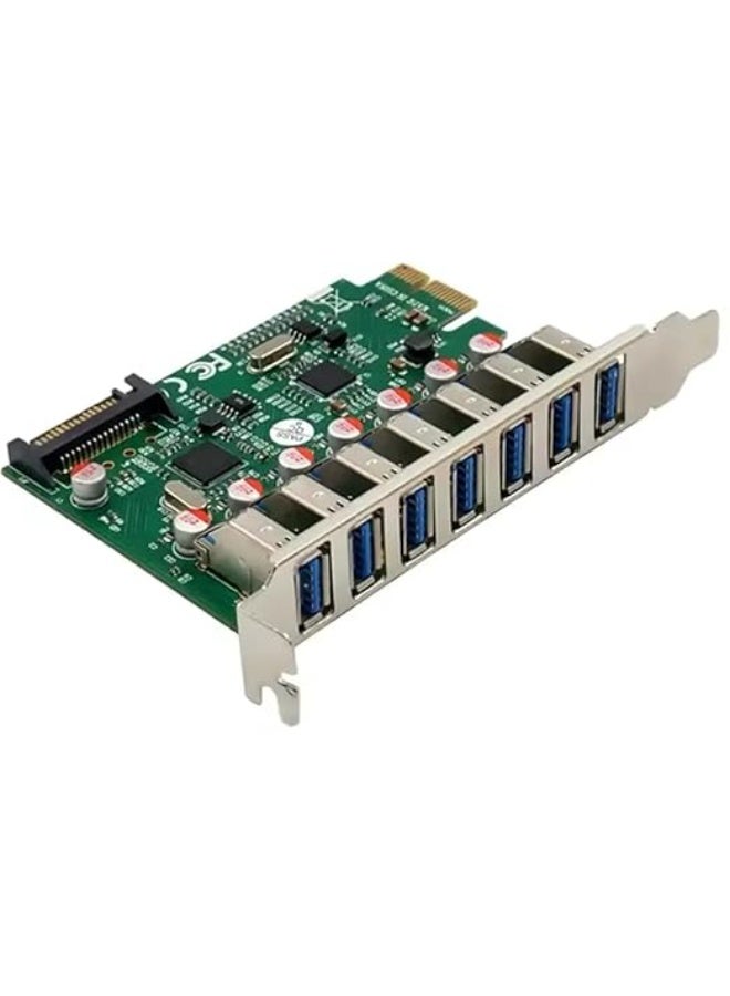 7 Port USB 3.0 PCI-E Expansion Card Internal Hub Adapter - USB-A SuperSpeed 5Gbps for Desktop PC - PCIe x1 Interface with High Performance Chipset - Image 3